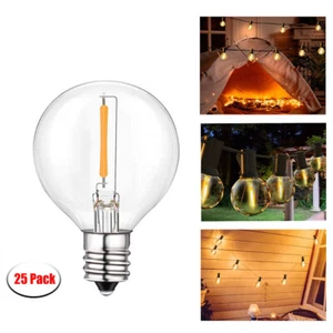 G40 LED String Light Bulbs Replacement 1W Clear Globe Bulb 2700K E12 Base, 25Pcs - Picture 1 of 11