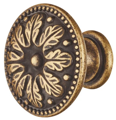 Häfele Möbelknopf Messing Antik Brüniert Schrankknopf Rund Schubladenknopf Retro - Bild 1 von 4