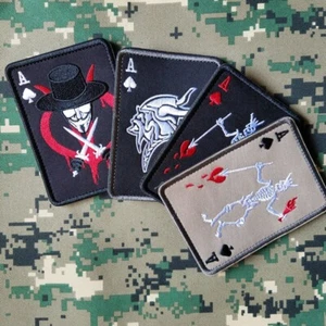 PARCHE GANCHO Y BUCLE TARJETA MUERTE 4 PIEZAS AS OF SPADES V para Vendetta Vinking Skull - Imagen 1 de 11