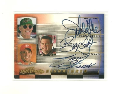 2000 MAXXIMUM JOE GIBBS RACING AUTOGRAPH TONY STEWART JOE GIBBS BOBBY LABONTE - Image 1 of 2