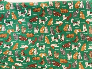Telas Joan Kessler Concord, tela de algodón verde maullido para gatos, por comprar - Imagen 1 de 2