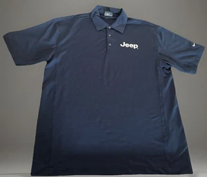 Nike Golf Polo Large Jeep Dri-fit Swoosh Blue Tour Performance - Picture 1 of 7