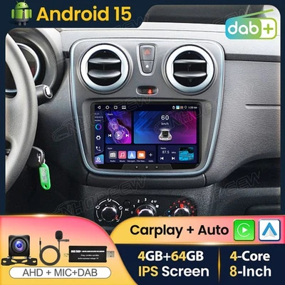 4+64GB Android 15 Carplay Autoradio Für Dacia Lodgy Dokker 2012-2021 GPS Navi BT - Bild 1 von 4