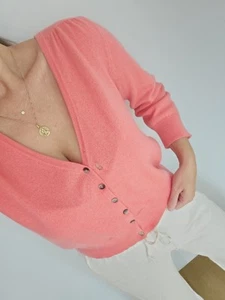✂️ Boden 100% Pure Cashmere Cardigan For Repair Craft Size 16 XXL 14 XL Coral - Picture 1 of 17