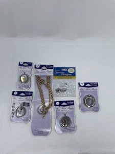 "Nuevo medallón extensor de collar de metal con cuentas de luna azul 30"" y 3 dijes mamá fe" - Imagen 1 de 13