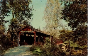 Postkarte Fort Wayne Wells Co. Indiana überdachte Brücke Vintage UNP - Bild 1 von 2