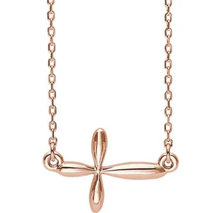 Collar Sideways Cross 16-18" en oro rosa 14K - Imagen 1 de 2