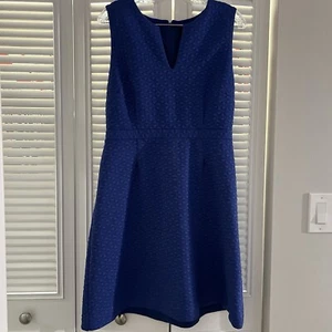 J Crew Blue Dress Size 8 Sleeveless A-Line V-Neck Textured Quilted - Picture 1 of 9