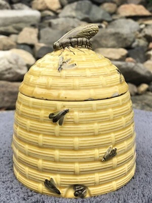 Antiguo soporte vintage para azucarero miel cerámica colmena abejas Zells Alemania + tapa Foto 1 de 4