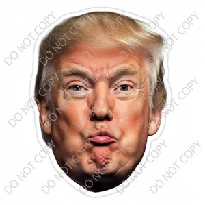 Laminated Vinyl Decal Die Cut Sticker - Pucker Face President Trump, Made in USA - Picture 1 of 1