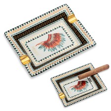 LUBINSKI Ceramic Cigar Ashtray Holder 2 Cigars Pattern Decoration Home Ash Gift