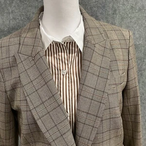 Veronica Beard Women's Plaid Dickey Jacket Size 8 Brown Button Business Casual - Picture 1 of 18