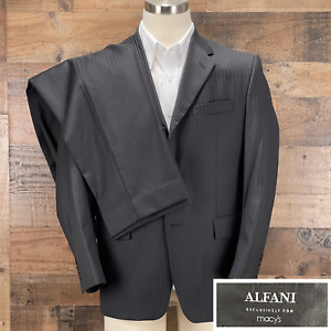 Alfani 2 Piece Suit Wool Sport Coat Blazer Jacket Pants Black Pinstripe 38S 32W