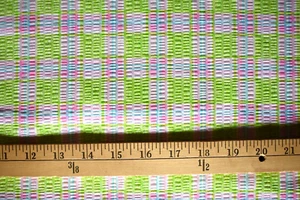 GREEN WHITE PINK BLUE SEERSUCKER PLAID COTTON POLYESTER FABRIC 2.8 YARDS - Picture 1 of 2