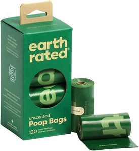 Earth Rated Poop Bags Unscented 8 Rolls - 120 Count 100% Leak Proof NEW - Picture 1 of 1