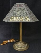 Antique Bradley & Hubbard  Stained Slag Glass Table Lamp, 18” tall.