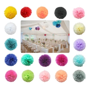10 Hanging Tissue Paper Pom Poms Pompoms Balls Party Flower Venue Decorations - Picture 1 of 24