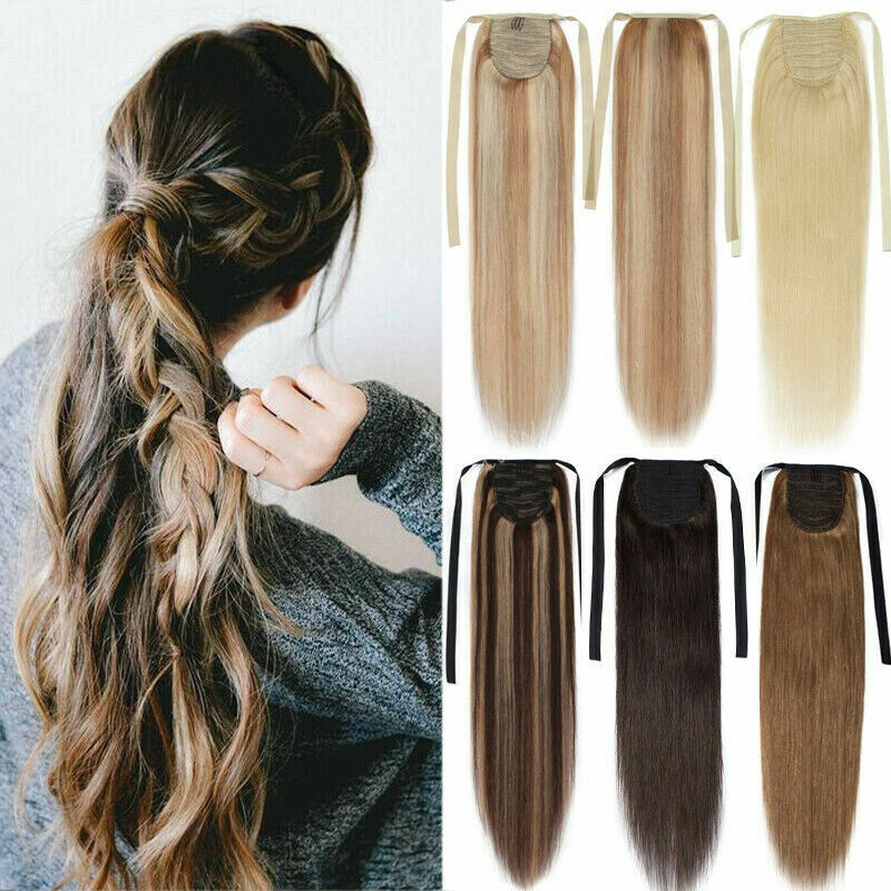 Real 100% Human Hair Ponytail One Hair Piece Remy Clip in Hair Extensions 100g - Image 1 of 4