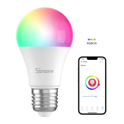 SONOFF Wifi LED Smart Light Bulb RGB 9W CCT E27 Dimmable Colour Changing Bulb - Image 1 of 4