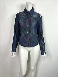 Vtg Dolce & Gabbana D&G Denim Safety Pin Top S - Picture 1 of 8