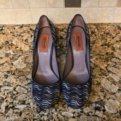 Bombas Missoni Etiqueta Naranja Multicolor Cuoio Italianas Punta Redonda - 38 - EE. UU. 7 1/2 Foto 1 de 4