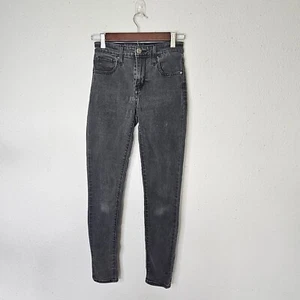 Levis 721 High Rise Skinny Black Womens 25 Logo Worn In - Picture 1 of 16