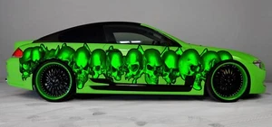 Tribal Skulls Racing Stripes Vinyl Decal, Pirate Skull Full Color Car Stickers - Bild 1 von 10