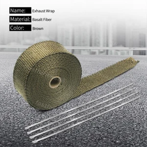 Thermal Header Turbo Pipe Tape Titanium Gold Lava Exhaust Wrap Ties Kit 2"x 16ft - Foto 1 di 12