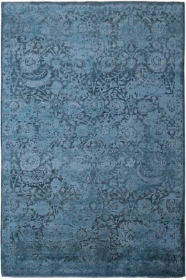 Edler Design Teppich Orient 200x300 cm 100% Wolle Handgeknüpft blautöne indigo - Bild 1 von 4