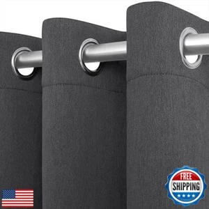 White Classic [2-Panels Cozlo Blackout Curtains for Bedroom with Grommet Blac - Picture 1 of 5