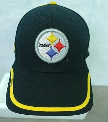 Gorra NFL Reebok Negra Amarilla Steelers Logo Ajustable Heinz Field 100% Algodón Foto 1 de 4