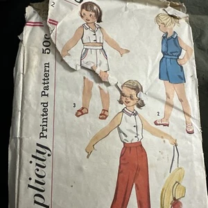 Vintage Simplicity Sewing Pattern 2533 Child Halter Top Pants Shorts Size 2 - Picture 1 of 5