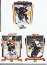 Simon Gagne 2005-06 2006-07 2007-08 Upper Deck MVP Silver Script 3-Card Lot