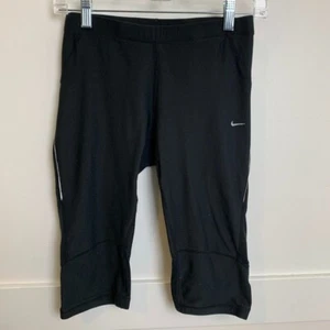 NikeFIT Dry Black & White Logo Cropped Leggings Size Medium - Picture 1 of 7