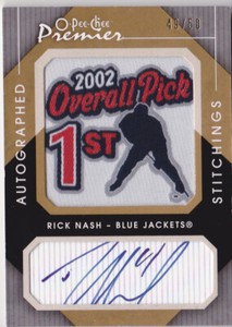 07-08 OPC Premier Rick Nash /50 Auto Stitchings Autographed Blue Jackets 2007