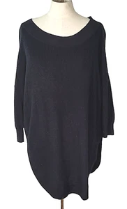 Express Womens Shirt Top Size Medium Long Sleeve Knit Boat Neck Pullover Black - Picture 1 of 6