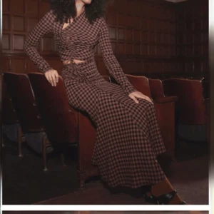 A.L.C. Orly Ruched Checked Crepe Midi Skirt Blackbrandy Brown Size 10 Women's - Picture 1 of 9