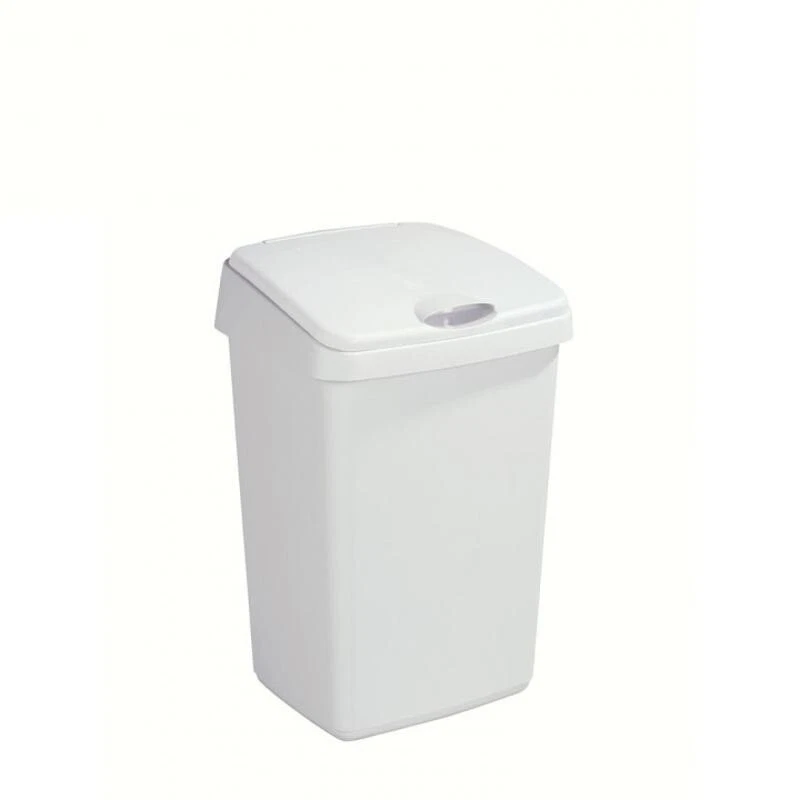 SUNWARE Delta Mülleimer mit Klappdeckel - 25 Liter - 32 x 28 x 48,5 cm - weiß