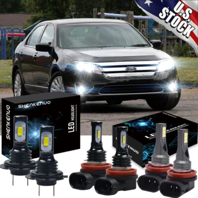 For Ford Fusion 2006-2016 - 6x 6000K White LED Headlight Fog Light Bulbs Combo - Image 1 of 4