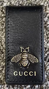 Gucci Metall Biene Animalier Geldklammer - schwarzes Leder - echt - Bild 1 von 10