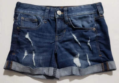 Pantalones Cortos de Jean Express Talla 00 30"W Elastizados Tiro Bajo 8" Entrepierna 4" Envejecidos Foto 1 de 4