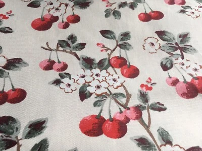 51cm x 26cm Wide Cath Kidston Cherry Sprig Red Cotton Duck Fabric new Blossom - Image 1 of 4