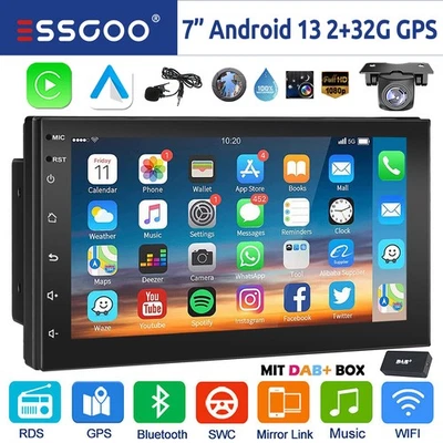 DAB+ 32G Android 13 Carplay Autoradio 2 DIN GPS NAVI RDS Bluetooth WIFI +Mik Kam - Bild 1 von 4