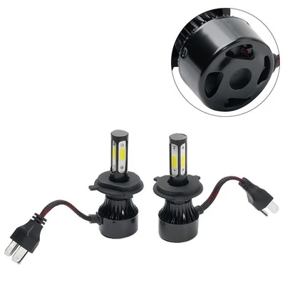 2x Car Auto H4 4-Sided COB LED Chips Headlights 6000K-6500K Lamps 375000LM Bulbs - Image 1 of 4