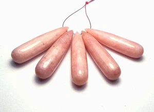 5 pcs PERUVIAN PINK OPAL 40mm XL Teardrop Focal Beads NATURAL - Imagen 1 de 2
