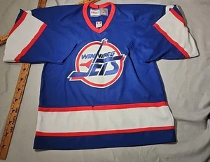 Camiseta deportiva vintage de los Winnipeg Jets para hombre grande azul rojo malla corbata domi hockey CCM 90s - Imagen 1 de 16