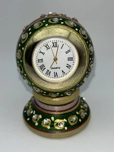 Mesa de Oficina Decorativa Artesanal Meenakari Trabajo Mármol Forma de Bola Reloj Regalo - Imagen 1 de 8