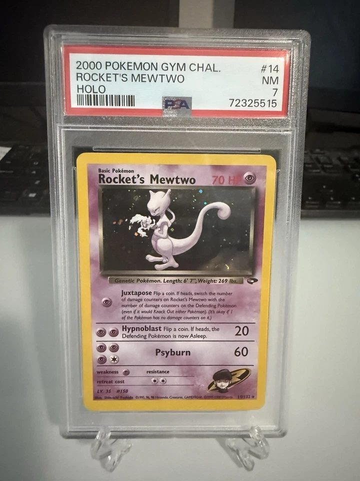 2000 Pokémon Gym Challenge Rocket’s Mewtwo Holo 14/132 PSA 7 - Image 1 of 4