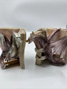 2x Drachen Buchstützen Buchteiler Deko Halter Resin - Bild 1 von 5
