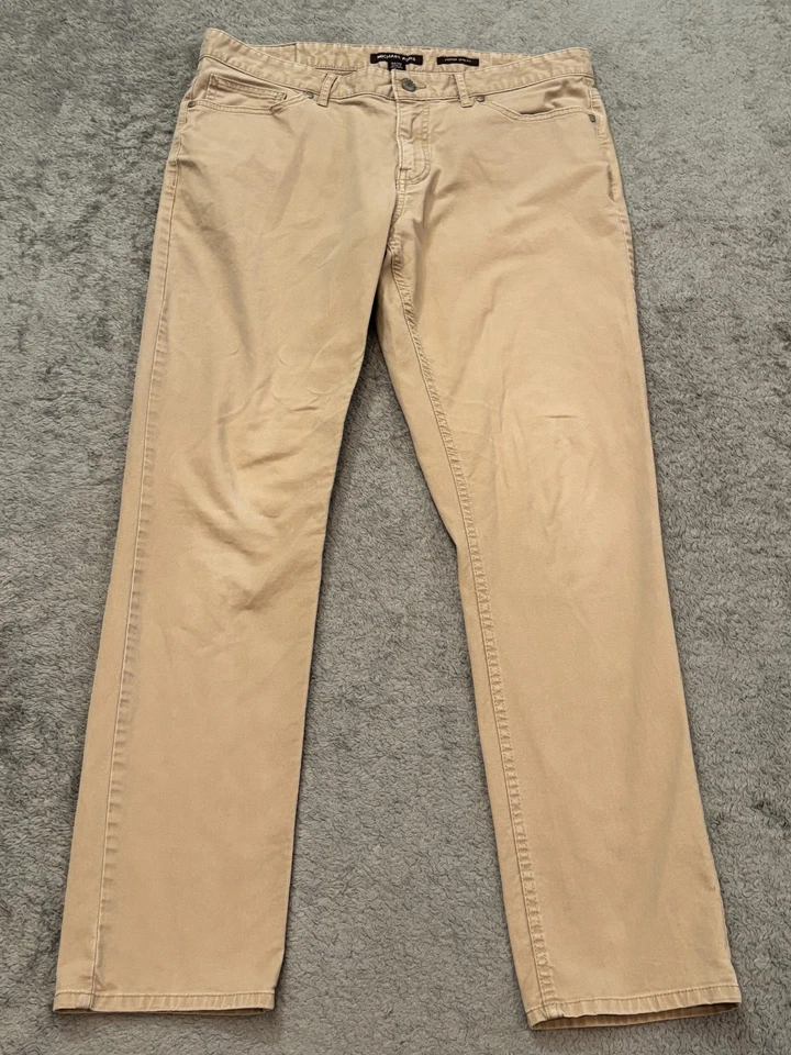 Michael Kors Pants Mens 34x32 (34x30) Khaki Beige Parker Slim Fit Stretch Chino - Image 1 of 4